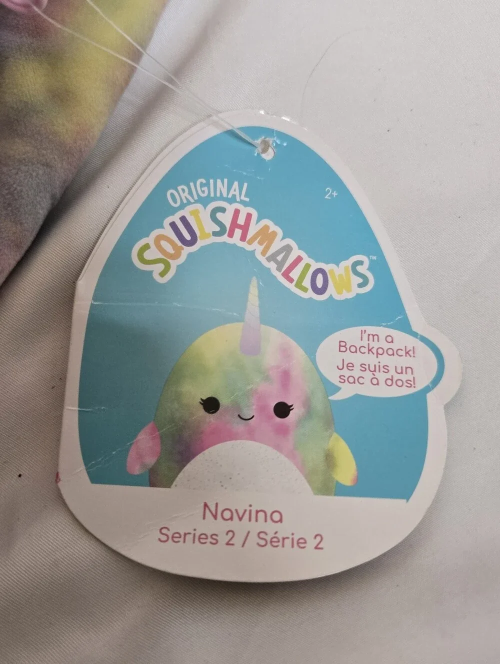 NEW Squishmallows tie dye Navina Narwhal Series 2 plush backpack